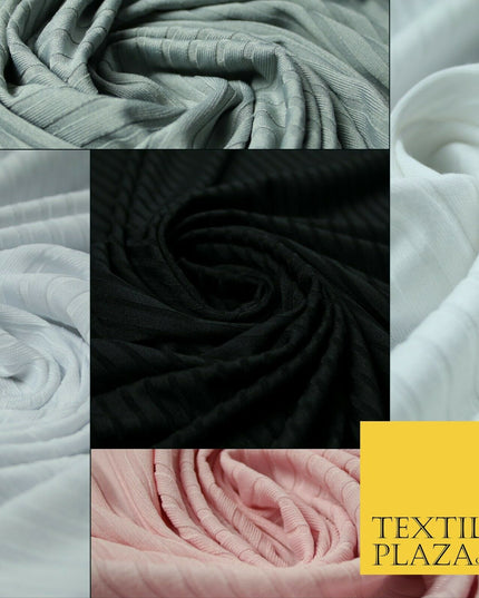 Premium Ribbed Striped Lines Stretch Jersey Dress Fabric 4 Way Stretch 51" Wide