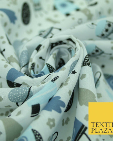 Rockets Space Shooting Stars Planets Printed Poly Cotton Fabric Polycotton 44"