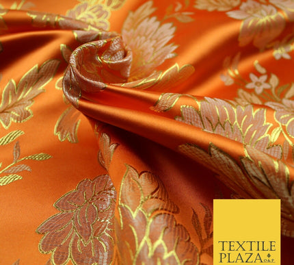 Large Design Oriental Chinese Brocade Metallic Floral Satin Jacquard Fabric 59"
