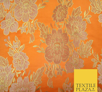 Large Design Oriental Chinese Brocade Metallic Floral Satin Jacquard Fabric 59"