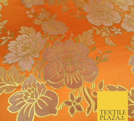 Large Design Oriental Chinese Brocade Metallic Floral Satin Jacquard Fabric 59"