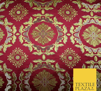 Large Design Oriental Chinese Brocade Metallic Floral Satin Jacquard Fabric 59"