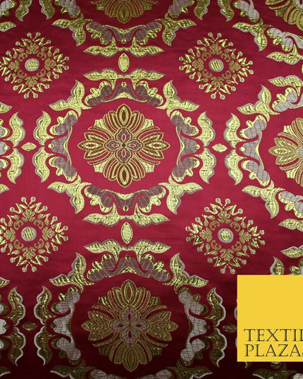 Large Design Oriental Chinese Brocade Metallic Floral Satin Jacquard Fabric 59"
