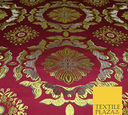 Large Design Oriental Chinese Brocade Metallic Floral Satin Jacquard Fabric 59"