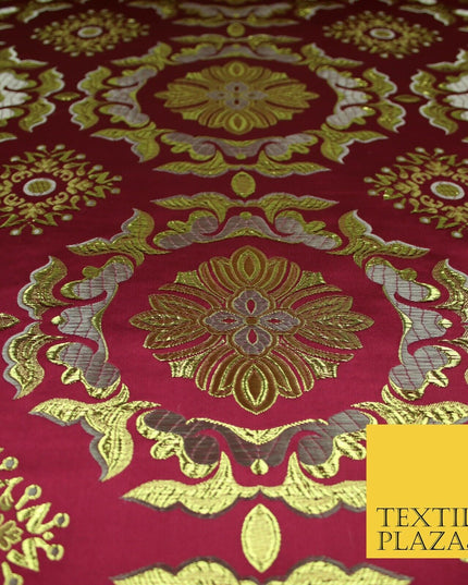 Large Design Oriental Chinese Brocade Metallic Floral Satin Jacquard Fabric 59"