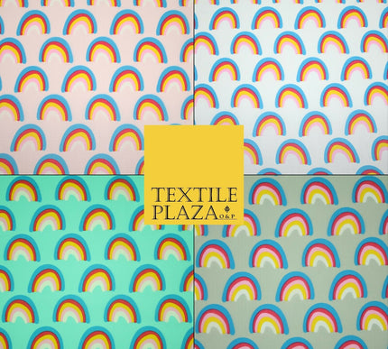 Rainbows Pride Colourful Arch NHS Printed Poly Cotton Fabric Polycotton Mask 44"