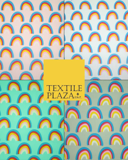 Rainbows Pride Colourful Arch NHS Printed Poly Cotton Fabric Polycotton Mask 44"