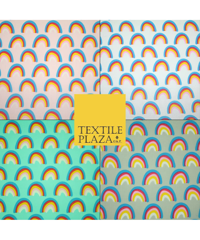 Rainbows Pride Colourful Arch NHS Printed Poly Cotton Fabric Polycotton Mask 44"