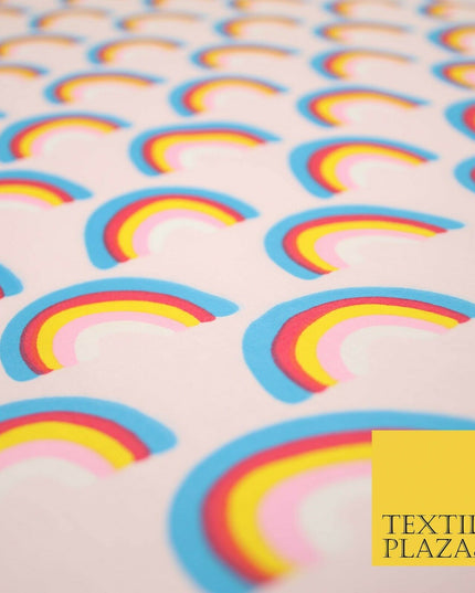 Rainbows Pride Colourful Arch NHS Printed Poly Cotton Fabric Polycotton Mask 44"