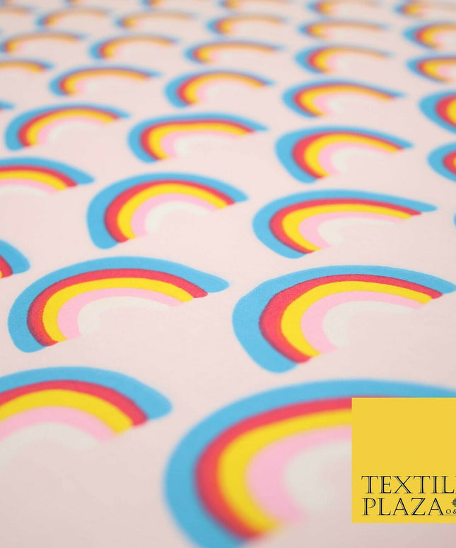 Rainbows Pride Colourful Arch NHS Printed Poly Cotton Fabric Polycotton Mask 44"