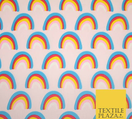 Rainbows Pride Colourful Arch NHS Printed Poly Cotton Fabric Polycotton Mask 44"