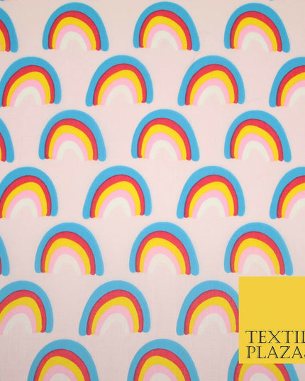 Rainbows Pride Colourful Arch NHS Printed Poly Cotton Fabric Polycotton Mask 44"