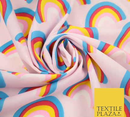 Rainbows Pride Colourful Arch NHS Printed Poly Cotton Fabric Polycotton Mask 44"