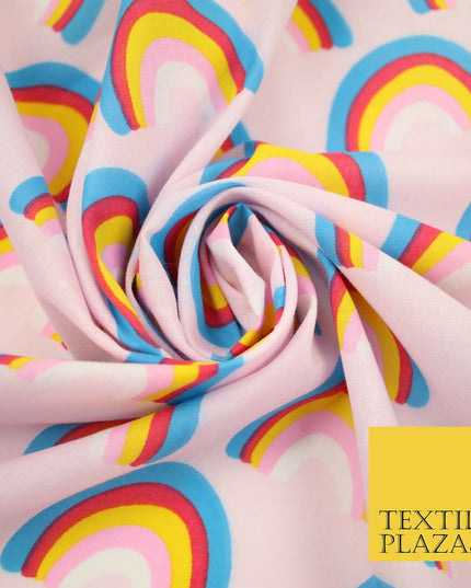 Rainbows Pride Colourful Arch NHS Printed Poly Cotton Fabric Polycotton Mask 44"