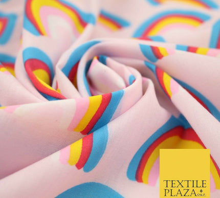 Rainbows Pride Colourful Arch NHS Printed Poly Cotton Fabric Polycotton Mask 44"