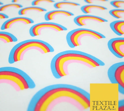 Rainbows Pride Colourful Arch NHS Printed Poly Cotton Fabric Polycotton Mask 44"