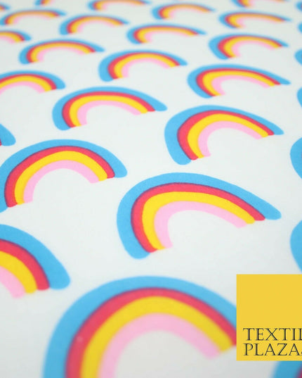 Rainbows Pride Colourful Arch NHS Printed Poly Cotton Fabric Polycotton Mask 44"