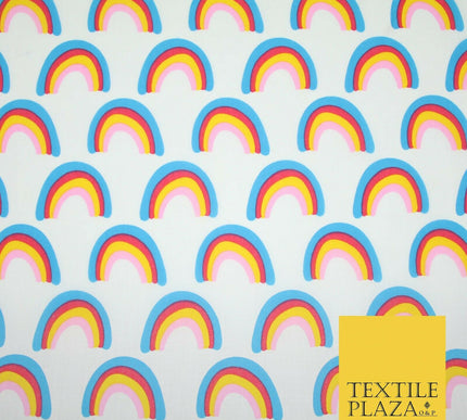 Rainbows Pride Colourful Arch NHS Printed Poly Cotton Fabric Polycotton Mask 44"