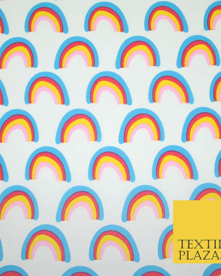 Rainbows Pride Colourful Arch NHS Printed Poly Cotton Fabric Polycotton Mask 44"