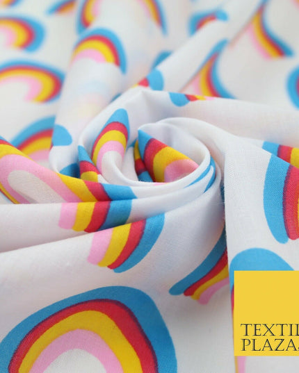 Rainbows Pride Colourful Arch NHS Printed Poly Cotton Fabric Polycotton Mask 44"