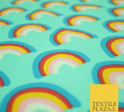 Rainbows Pride Colourful Arch NHS Printed Poly Cotton Fabric Polycotton Mask 44"