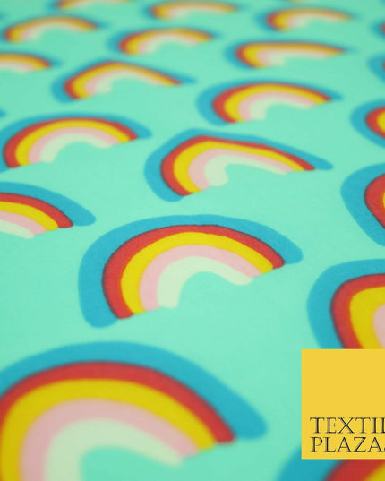 Rainbows Pride Colourful Arch NHS Printed Poly Cotton Fabric Polycotton Mask 44"