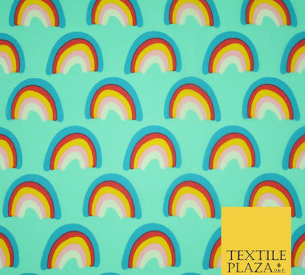 Rainbows Pride Colourful Arch NHS Printed Poly Cotton Fabric Polycotton Mask 44"