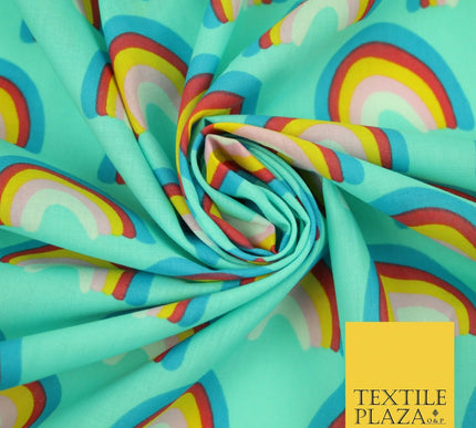 Rainbows Pride Colourful Arch NHS Printed Poly Cotton Fabric Polycotton Mask 44"