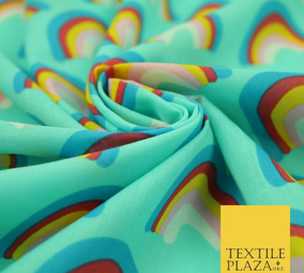 Rainbows Pride Colourful Arch NHS Printed Poly Cotton Fabric Polycotton Mask 44"