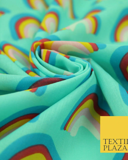 Rainbows Pride Colourful Arch NHS Printed Poly Cotton Fabric Polycotton Mask 44"