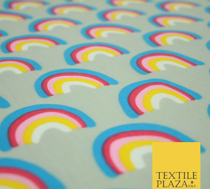 Rainbows Pride Colourful Arch NHS Printed Poly Cotton Fabric Polycotton Mask 44"