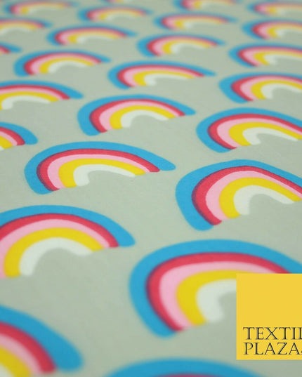 Rainbows Pride Colourful Arch NHS Printed Poly Cotton Fabric Polycotton Mask 44"