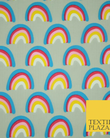 Rainbows Pride Colourful Arch NHS Printed Poly Cotton Fabric Polycotton Mask 44"