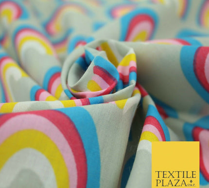 Rainbows Pride Colourful Arch NHS Printed Poly Cotton Fabric Polycotton Mask 44"