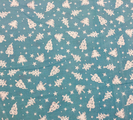 Christmas Trees Fabric 100% Cotton - Per Metre/Half Metre/Fat Quarter AQUA RF41