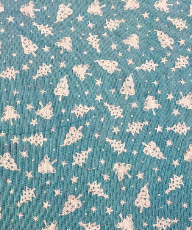 Christmas Trees Fabric 100% Cotton - Per Metre/Half Metre/Fat Quarter AQUA RF41