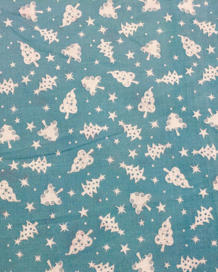 Christmas Trees Fabric 100% Cotton - Per Metre/Half Metre/Fat Quarter AQUA RF41