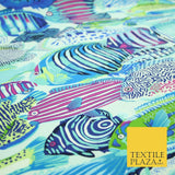 Underwater Aqua Swimming Tropical Fish 100% COTTON CANVAS Print Fabric Craft2287