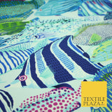 Underwater Aqua Swimming Tropical Fish 100% COTTON CANVAS Print Fabric Craft2287