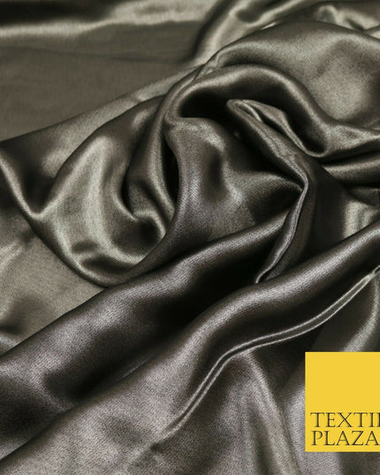 BLACK SILVER Fine Silky Metallic Shimmer Satin Georgette Dress Fabric Drape 1428