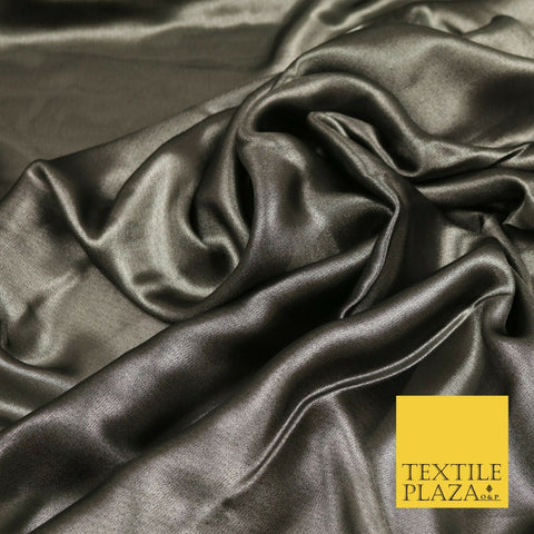 BLACK SILVER Fine Silky Metallic Shimmer Satin Georgette Dress Fabric Drape 1428