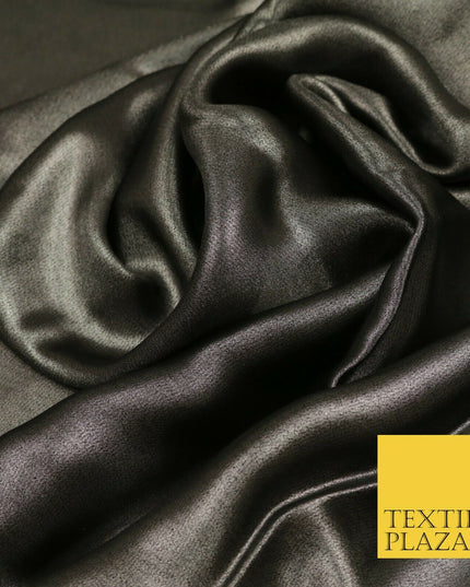BLACK SILVER Fine Silky Metallic Shimmer Satin Georgette Dress Fabric Drape 1428