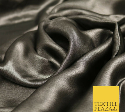 BLACK SILVER Fine Silky Metallic Shimmer Satin Georgette Dress Fabric Drape 1428
