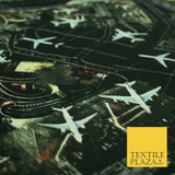 Black Runway Planes Travel Airport 100% COTTON CANVAS Print Fabric Craft 2286
