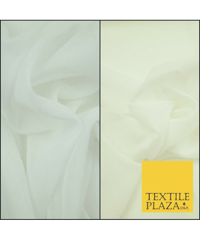 High Quality Fine WHITE IVORY 100% Cotton Muslin Dress Fabric Cheesecloth