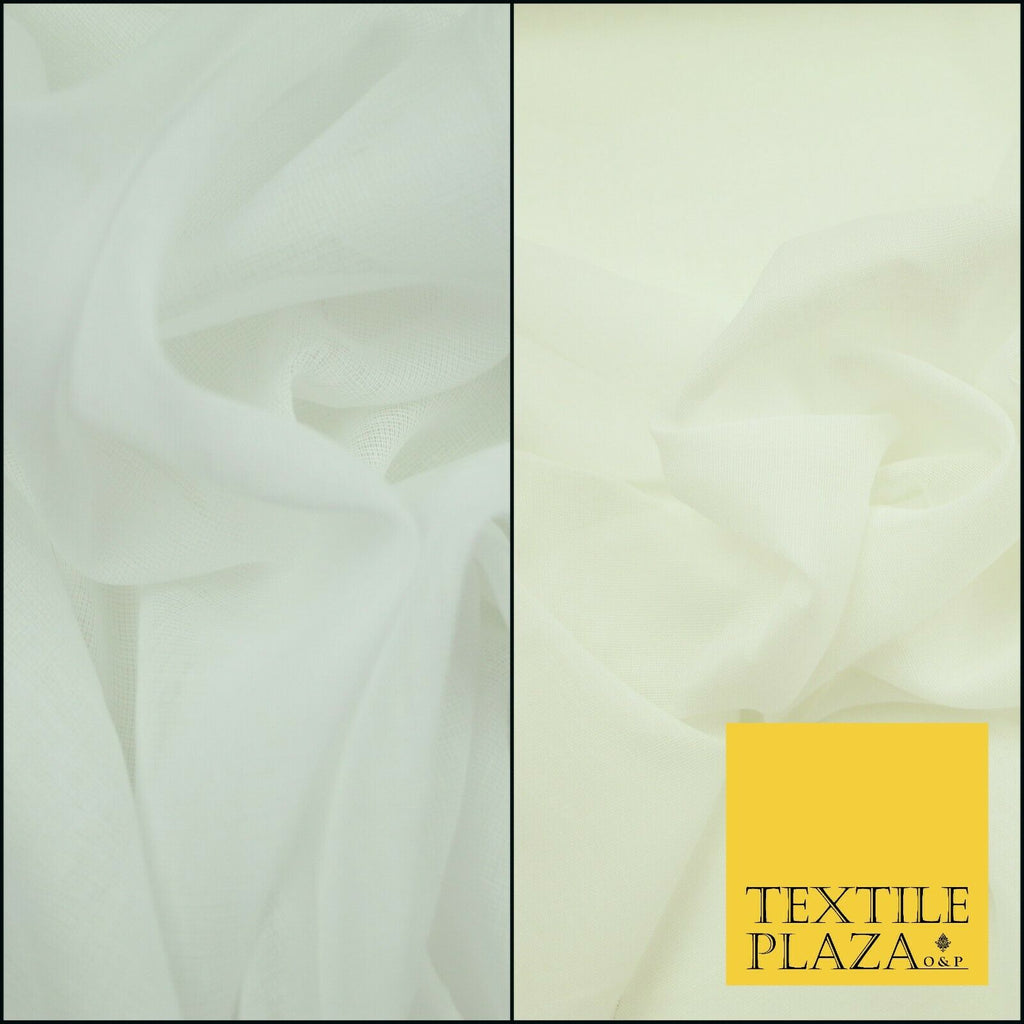 High Quality Fine WHITE IVORY 100% Cotton Muslin Dress Fabric Cheesecloth