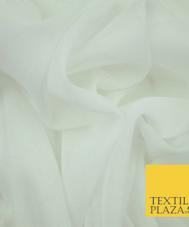 High Quality Fine WHITE IVORY 100% Cotton Muslin Dress Fabric Cheesecloth