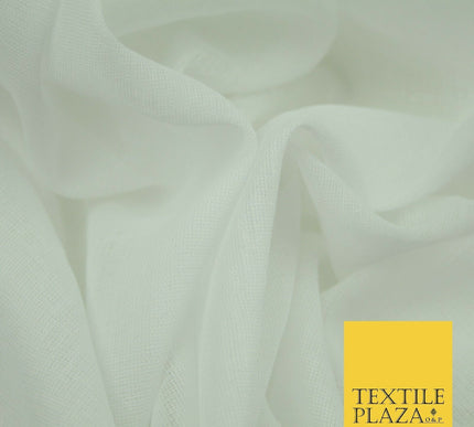 High Quality Fine WHITE IVORY 100% Cotton Muslin Dress Fabric Cheesecloth