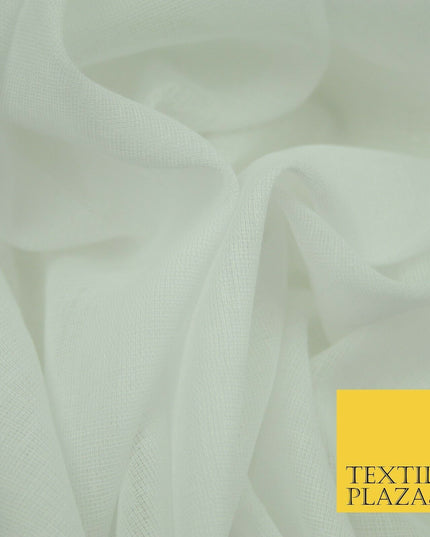 High Quality Fine WHITE IVORY 100% Cotton Muslin Dress Fabric Cheesecloth