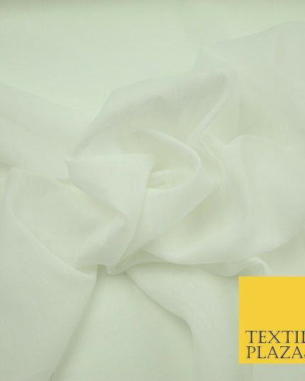 High Quality Fine WHITE IVORY 100% Cotton Muslin Dress Fabric Cheesecloth